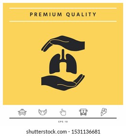 Hands holding lungs - protection symbol. Graphic elements for your design