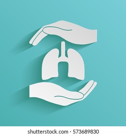 Hands holding lungs - protection symbol