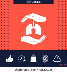 Hands holding lungs - protection symbol
