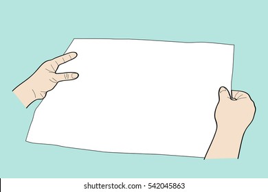 Hands holding map or paper vector