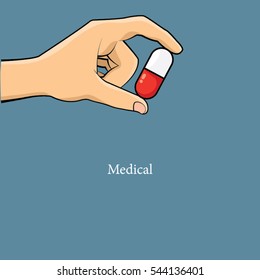 Hands are holding medical things, capsule