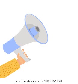 Manos con megáfono aislados en fondo blanco. EPS10 de ilustración vectorial