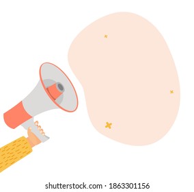 Manos con megáfono aislados en fondo blanco. EPS10 de ilustración vectorial
