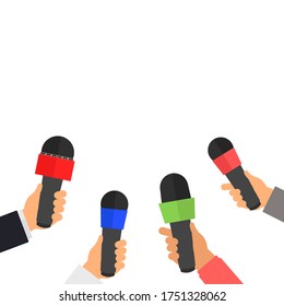 Hands Reporters Many Microphones Journalism Broadcasting Stock Photo ...