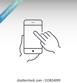 Hands Holding Mobile Phone Flat Vector Icon