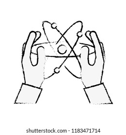 hands holding molecule atom chemistry laboratory