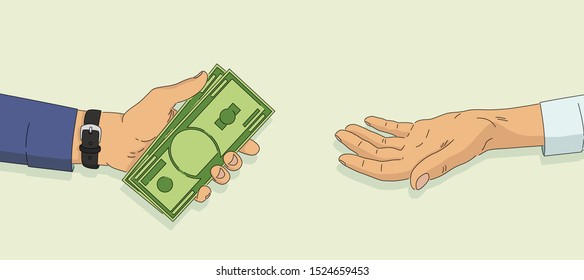 Hands Holding Money Bills One Hand Stock Vector (Royalty Free) 1524659453