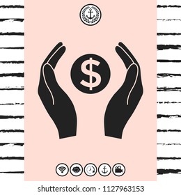 Hands holding money - dollar symbol