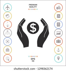 Hands holding money - dollar symbol. Graphic elements for your design