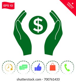 Hands holding money - dollar symbol