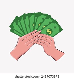Hände mit viel Geld Vektorgrafik