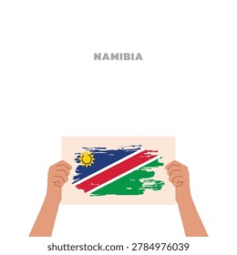 hands holding namibia flag illustration