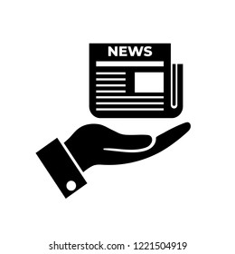 Hands Holding Newspaper Icon Of News , A Logo On A White Background