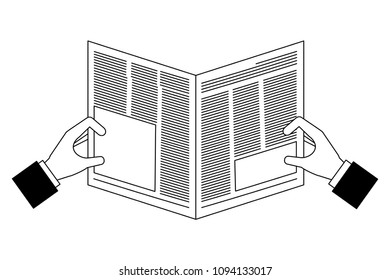 hands holding newspaper reading article