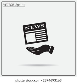 Hands holding newspaper. Vector flat icon of news.