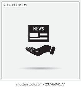 Hands holding newspaper. Vector flat icon of news.