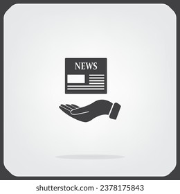 Manos sosteniendo el periódico. Icono vectorial plano de las noticias.