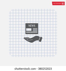 Hands holding newspaper. Vector flat icon of news.