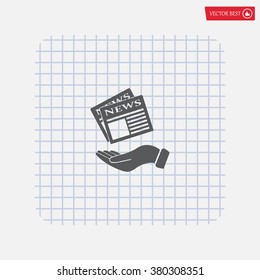 Hands holding newspaper. Vector flat icon of news.