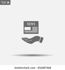 Hands holding newspaper. Vector flat icon of news.