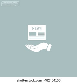 Hands holding newspaper. Vector flat icon of news.