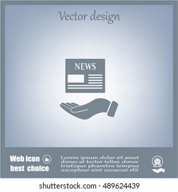 Hands holding newspaper. Vector flat icon of news.