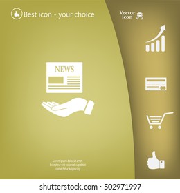 Hands holding newspaper. Vector flat icon of news.