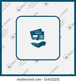 Hands holding newspaper. Vector flat icon of news.
