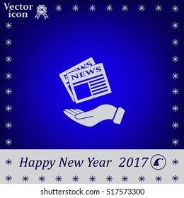 Hands holding newspaper. Vector flat icon of news.