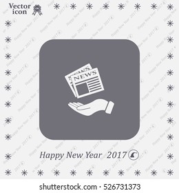 Hands holding newspaper. Vector flat icon of news.