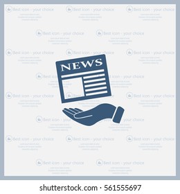 Hands holding newspaper. Vector flat icon of news.