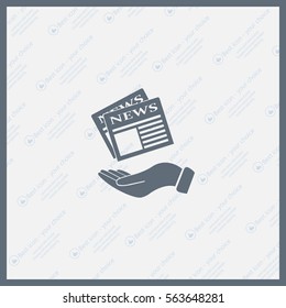 Hands holding newspaper. Vector flat icon of news.