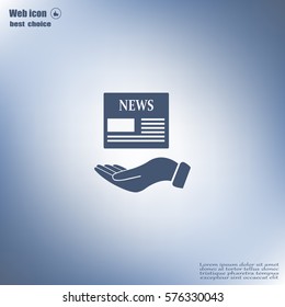 Hands holding newspaper. Vector flat icon of news.