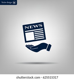 Hands holding newspaper. Vector flat icon of news.