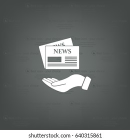 Hands holding newspaper. Vector flat icon of news.