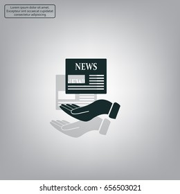 Hands holding newspaper. Vector flat icon of news.