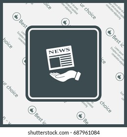 Hands holding newspaper. Vector flat icon of news.