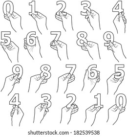 Hands holding numbers - vector illustration 