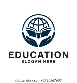 Hands holding an open book with globe symbolizing global education