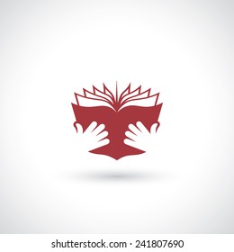 Libro abierto de mano - ilustración vectorial