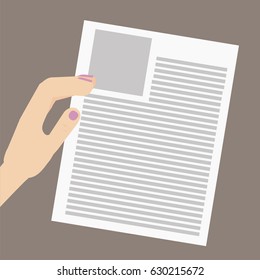 Hands holding paper  sheet