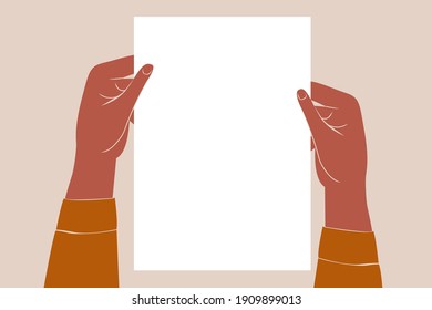 Hände, die Papier halten. Vektorgrafik-Vorlage. 