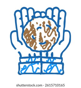 hands holding peat doodle icon sketch vector. hands holding peat sign. isolated symbol illustration
