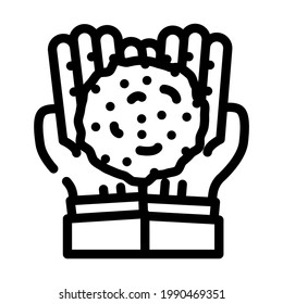 hands holding peat line icon vector. hands holding peat sign. isolated contour symbol black illustration