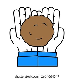 hands holding peat line icon vector. hands holding peat sign. isolated symbol illustration