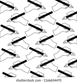 hands holding pen steel tip creativity design pattern