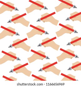 hands holding pen steel tip creativity design pattern