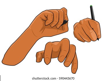 hands holding pen and write and action catch