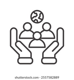 Hands Holding People Icon Representing Responsibility and Care
