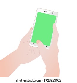 Manos sosteniendo el teléfono para conversar y conectados en línea.comunicación, digital, negocios.